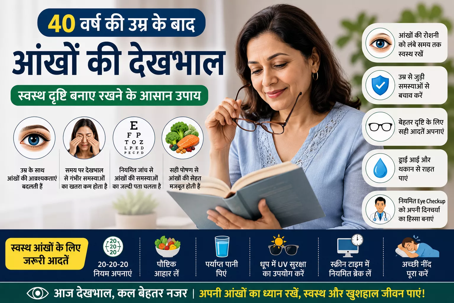 40 वर्ष की उम्र के बाद आंखों की देखभाल: स्वस्थ दृष्टि बनाए रखने के आसान उपाय